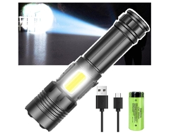 Lanterna BISBISOUS P70Cob 20.000 Lumens Led Recarregável 7 Modos À Prova D'Água Preto VIGA EUROPE