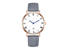 Relógio Masculino Casual de Pulseira de Couro Pu com Movimento de Quartzo Cinza
