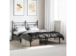 Vidaxl Estrutura De Cama Com Cabeceira 135x190 Cm Metal Preto