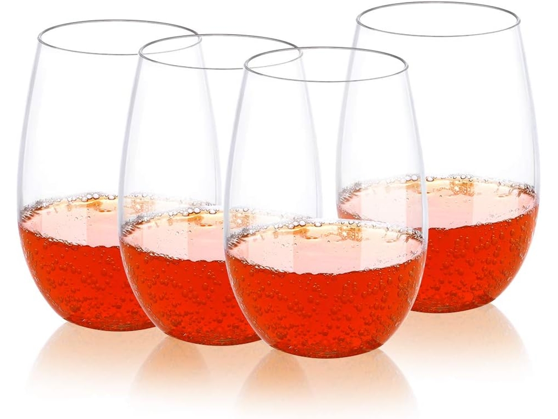 Conjunto 4 Copos Vinho Plastico 475ml Inquebravel Sem Haste, Reutilizavel Livre Bpa ZYBLSSBB