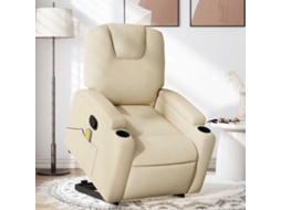 Vidaxl Poltrona Elevatória De Massagens Tecido Cor Creme