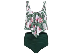 Top de biquíni Fasst floral, sem enchimento, com fecho, laço, estilo balcone