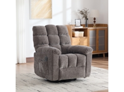 Poltrona Relax Elétrica Giratória 360° Com Massagem E Aquecimento, Encosto E Apoio Para Os Pés Ajustáveis E Bolsos Laterais. Cinza.