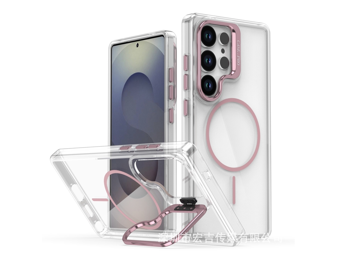 Capa Magnética Transparente Para Celular, Em Cores Vibrantes, Com Proteção Para Rosa - Samsung S24plus