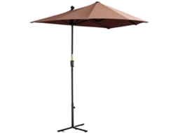 Chapéu de Sol de Parede 200x190x240cm com Manivela, Poste de Aço e Base Cruzada Castanho BTFORUS