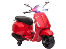 Moto Elétrica Para Crianças De 3-6 Anos Com Licença Vespa Com Usb Mp3 Luz Led Rádio Fm Velocidade 3 Km/h Vermelho