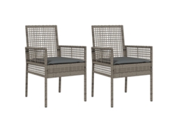 Conjunto 2 Cadeira De Jardim Moderna Vidaxl Cinzento Vime Pe (55 X 53 X 85 Cm)