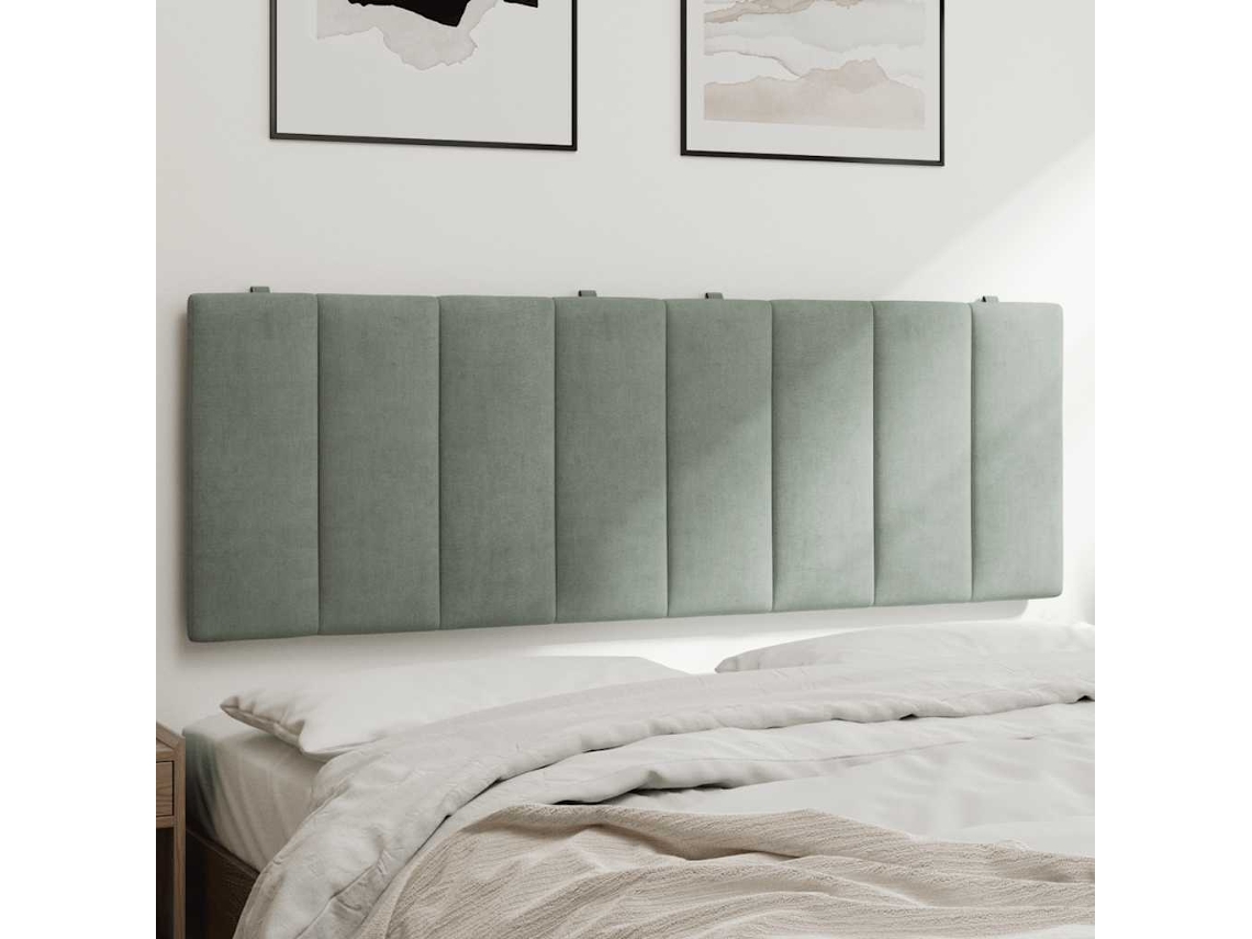 Vidaxl Almofadão De Cabeceira Hanko 140 Cm Veludo Cinzento-claro