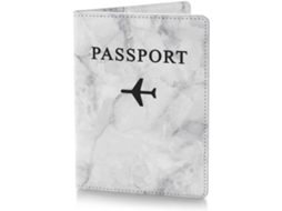 Porta-passaporte Executivo Em Couro Marmorizado Com Bolso Organizador Para Passagens Aéreas, Cinza