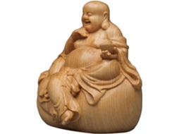 Estatueta De Buda Maitreya Sentado Em Madeira Natural, Ornamento Decorativo, Escultura Decorativa