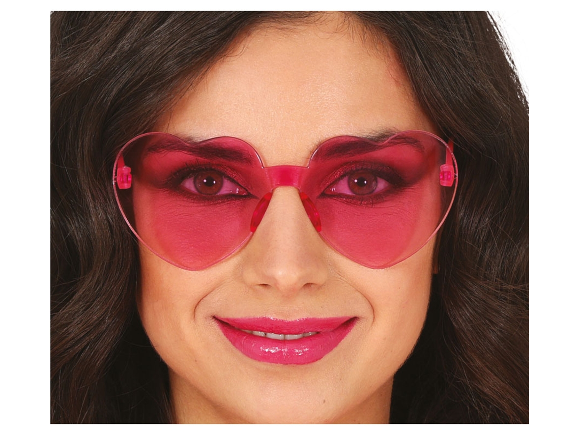 Óculos Transparentes Coração Rosa