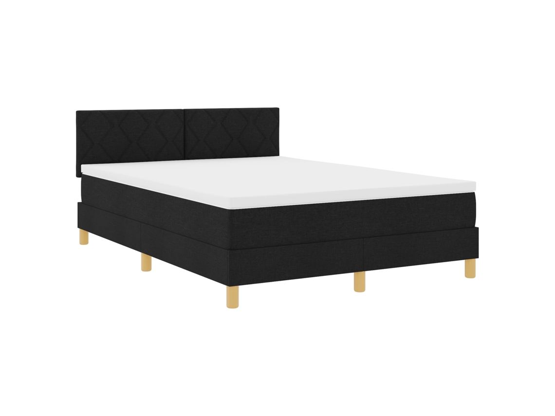 Cama Bospring Com Colchão E Led Preto Tecido Vidaxl Preto Fabric (140x200 Cm)
