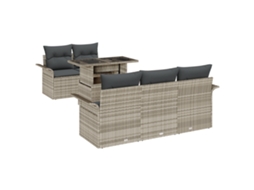 Conjunto 6 Móveis De Jardim Vidaxl Cinzento-claro Vime Pe (100 X 55 X 73 Cm)