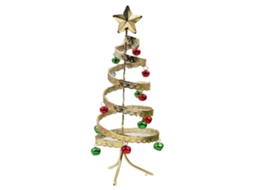 Mini Árvore de Natal de Ferro com Renda em Espiral Vermelho Verde e Dourado AURUM