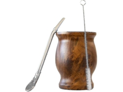 Conjunto de Chimarrão com Xícara de Parede Dupla em Aço Inoxidável 18/8