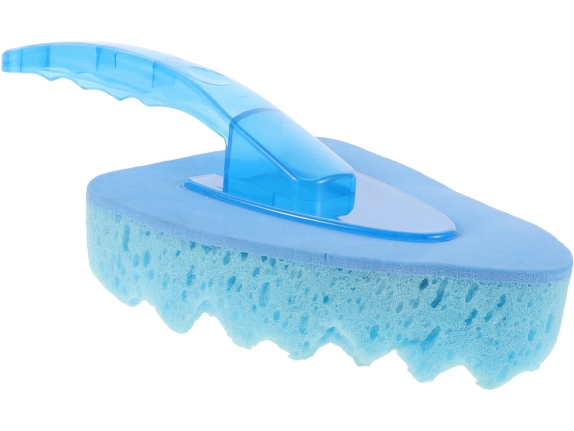 Escova De Esponja Azul Com Cabo Triangular Para Lavagem E Limpeza De Carros.