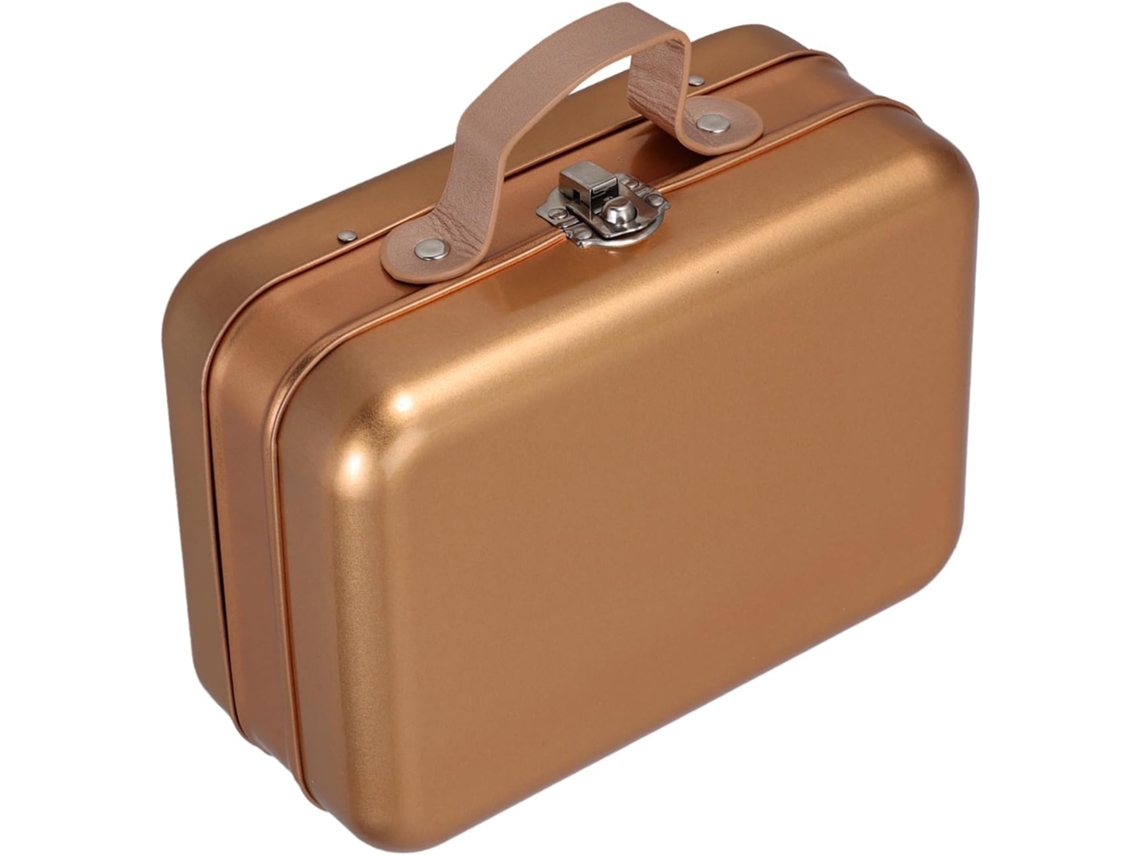 Caixa Armazenamento Vazia Folha Flandres Dourada 185x136x85 Tampa Metal Escritório Decorativo Multifuncional GOKOCO