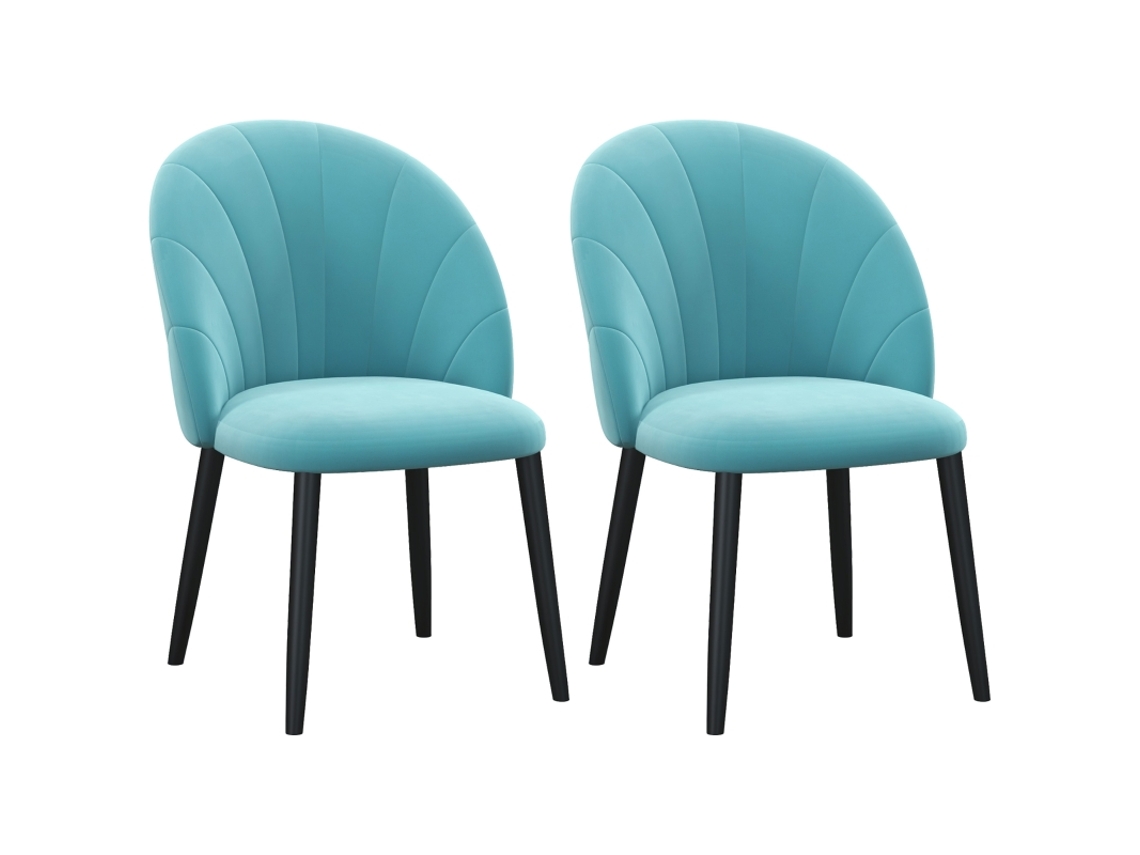 Conjunto De 2 Cadeiras Estofadas Em Metal E Veludo Verde Claro Para Sala De Estar E Jantar 52x54x79 Cm