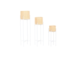 Conjunto de 3 Vasos de Bambu e Metal, Brancos, 31x31x104cm ALEXANDRA HOUSE LIVING