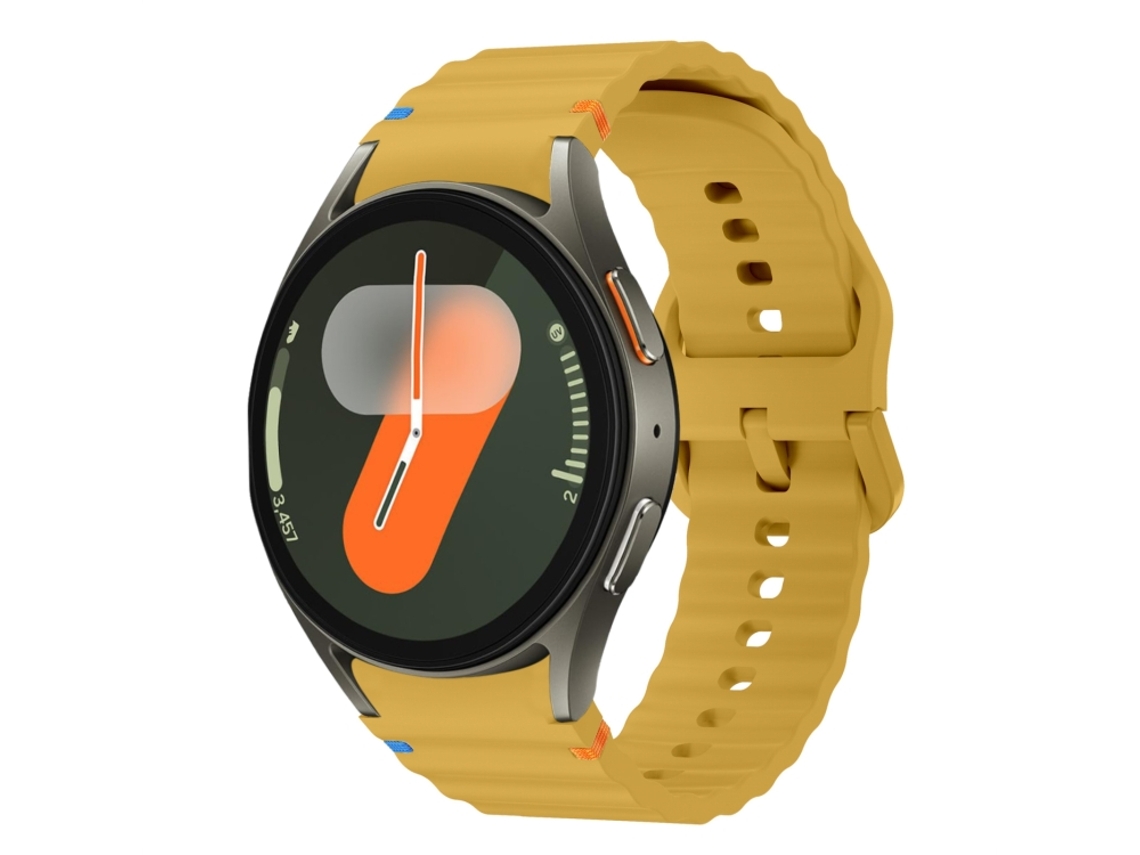 Bracelete para Samsung Galaxy Watch 7 Silicone Costurado com Padrão de Onda Amarelo XIAOMOYU (40mm/44mm)