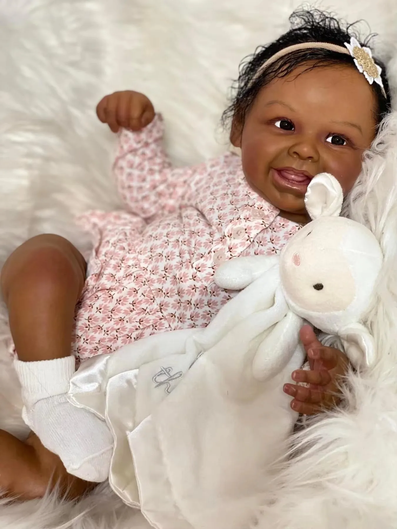 (preta) Boneca Realista De 48 Cm Com Pele Escura, Boneca Recém-nascida, Realista E Com Toque Macio