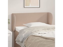 Vidaxl Cabeceira Cama Abas Couro Artificial 103x23x78/88 Cm Cappuccino