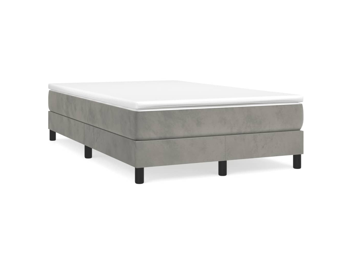 Cama Boxspring Com Colchão 120x190 Cm Veludo Cinzento-claro