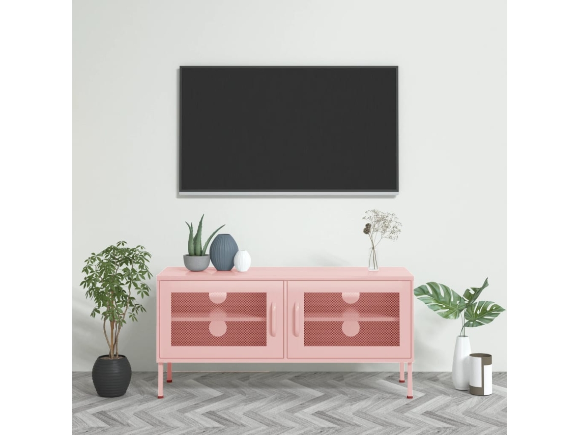 Vidaxl Móvel de Tv Aço 105x35x50 Cm Rosa
