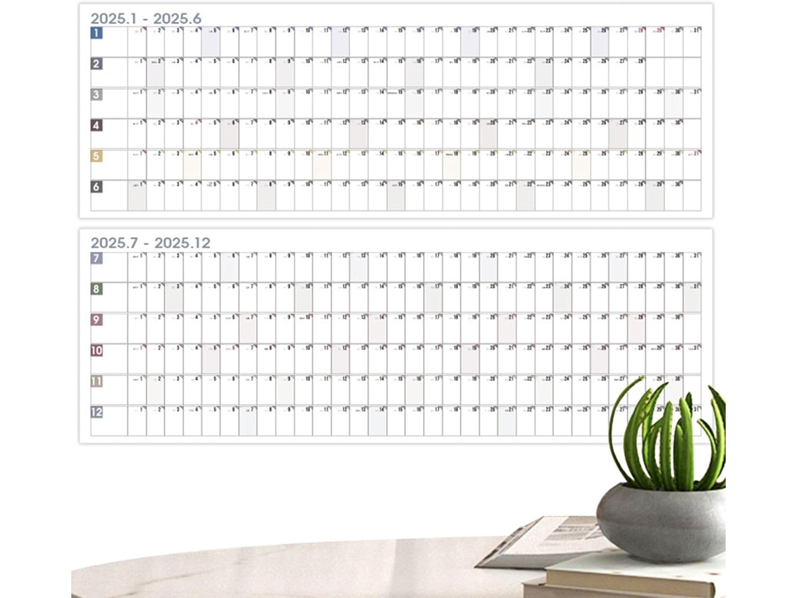 Calendário de Parede Anual 2025, 12 Meses, Pôster Grande, Planejador Datas CHABERLU