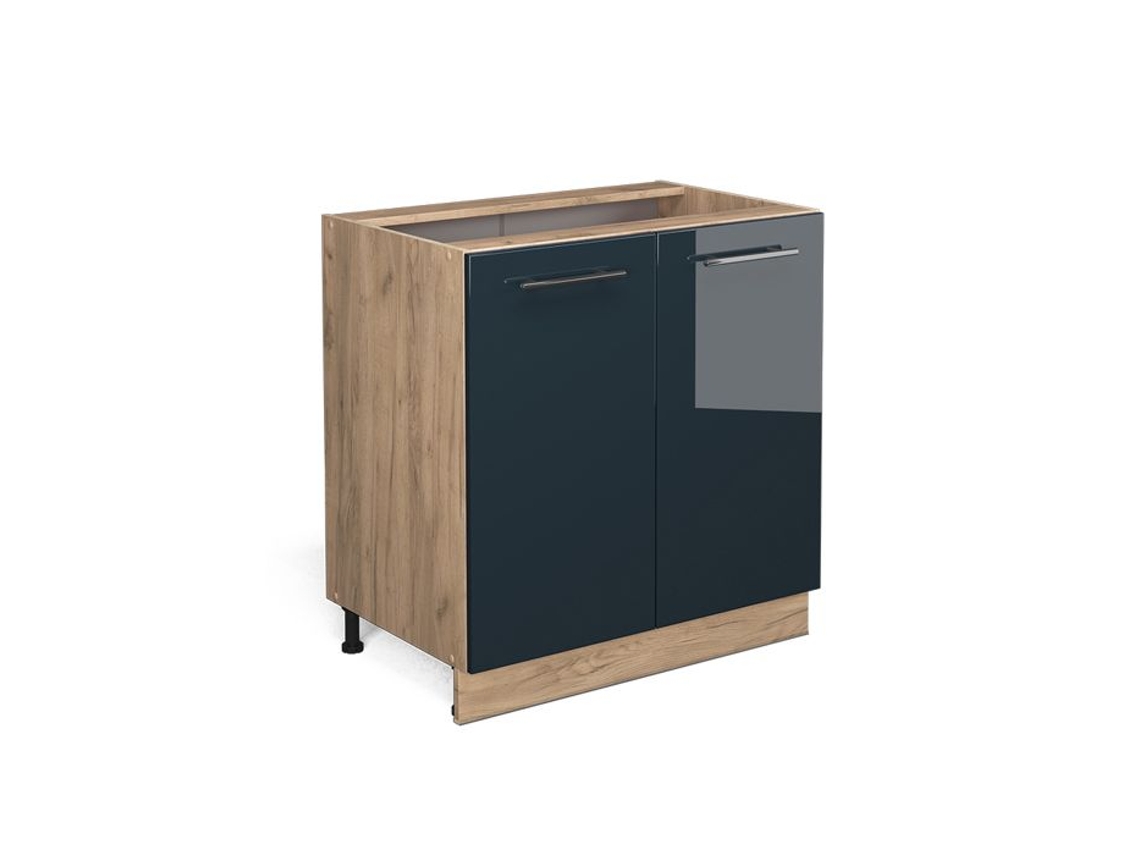 Móvel embaixo da pia Fame-Line, 80 cm com prateleira, PT Antracite, Azul escuro brilhante, Vicco