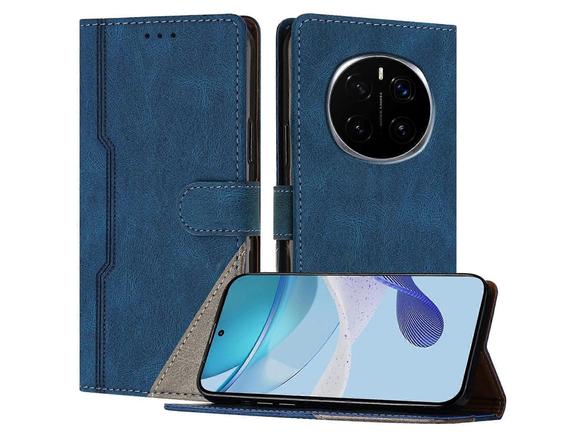 Capa De Couro Com Estampa Triangular E Suporte Tipo Carteira Para Honor Magic7 Pro 5g, À Prova De Choque