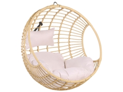 Silla Colgante Beliani Aspio De Ratán Sintético Marrón 99x65x99