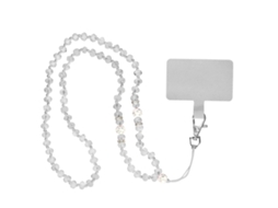 Cordão Smartphone Universal Capa Pingente com Pérolas 74Cm Branco AVIZAR