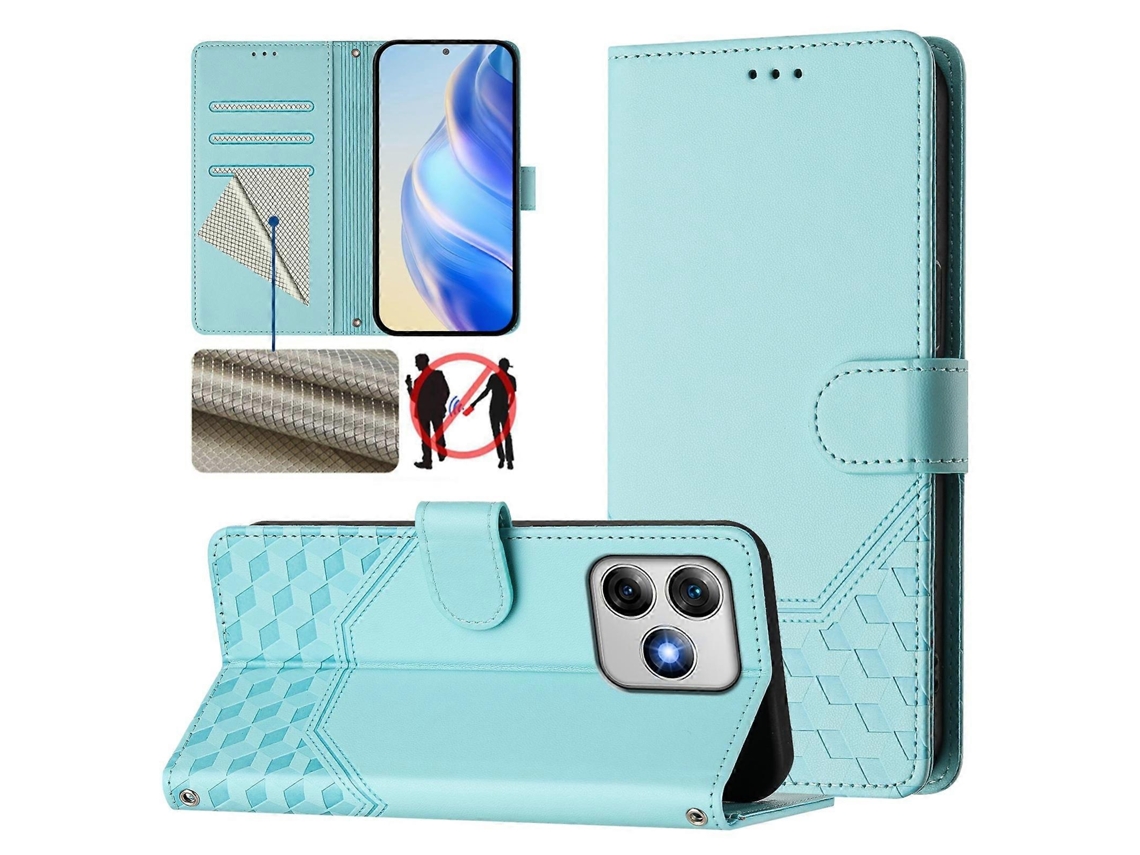 Capa De Couro Para Celular Com Relevo Rfid Em Formato De Favo De Mel