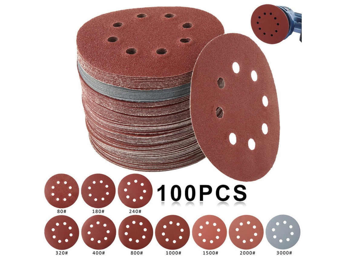100 Discos de Lixa para Lixadeira Circular 80/180/240/320/400/800/1000/1500/2000/3000 125mm-ad4-