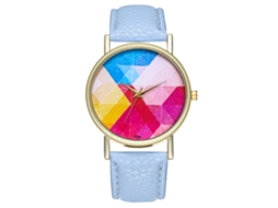 Reloj Casual De Moda Unisex Con Cuerda De Cuero Y Movimiento De Cuarzo (azul Claro)
