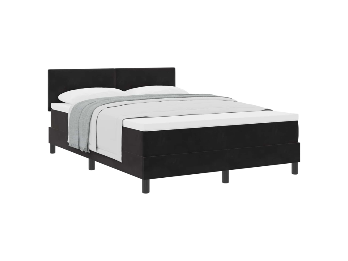 Maison Exclusive - Cama Box Com Cabeceira Preto 160 X 200 Cm Veludo