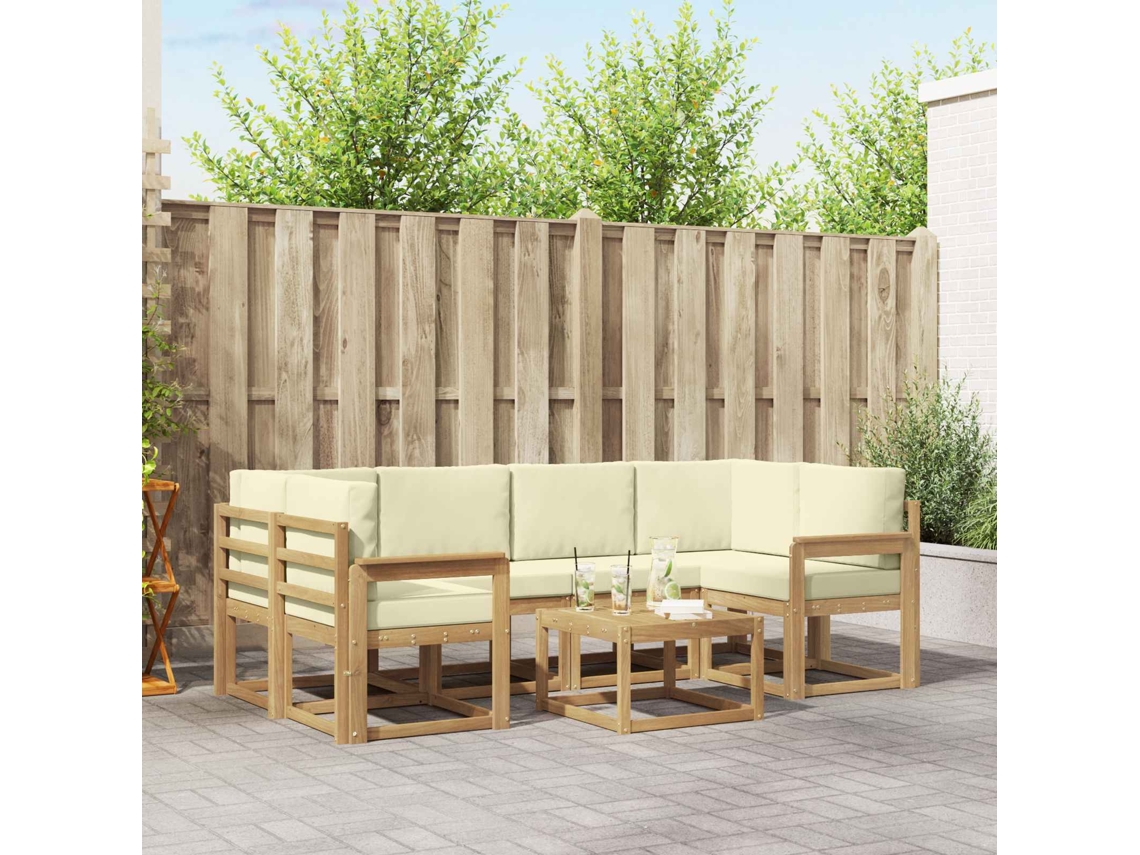 Vidaxl Conjunto De Sofás Para Exterior 7 Unid. Branco E Creme