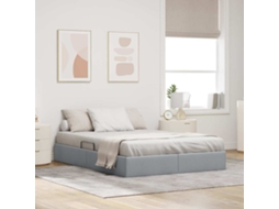 Vidaxl Cama Com Armazenamento Cinzento-claro 135 X 190 Cm Tecido
