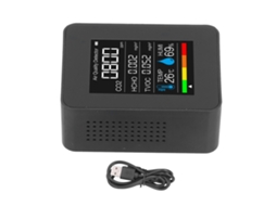 Lurelia Medidor De Qualidade Do Ar Hcho/tvoc/co2, Temperatura/humidade, Bluetooth, Com Visor Digital, Bateria 1500 Mah Usb, Colorido