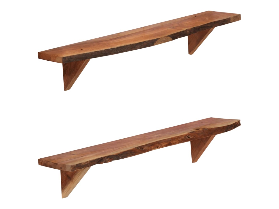 Vidaxl Prateleiras De Parede 2 Pcs 90x20x18cm Madeira De Acácia Maciça