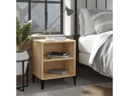 Vidaxl Mesa De Cabeceira C/ Pernas Em Metal 40x30x50cm Carvalho Sonoma