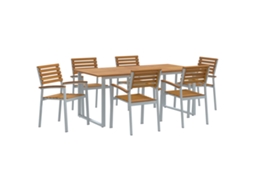 Conjunto 7 Conjunto De Jantar Para Jardim Vidaxl Cinzento Madeira De Acácia Maciça (180 X 90 X 75 Cm)