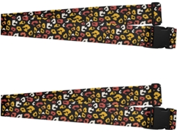 Conjunto De 2 Cintas Para Mala Estampa Leopardo Amarela E Vermelha Ajustáveis Acessórios Essenciais Viagem