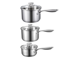 Conjunto de Panelas e Caçarolas 0 95 1 89 2 84 L com Tampa Vidro para Sopa Legumes Cabo Ergonômico Aço Inoxidável Adequada Lava Louças Acabamento