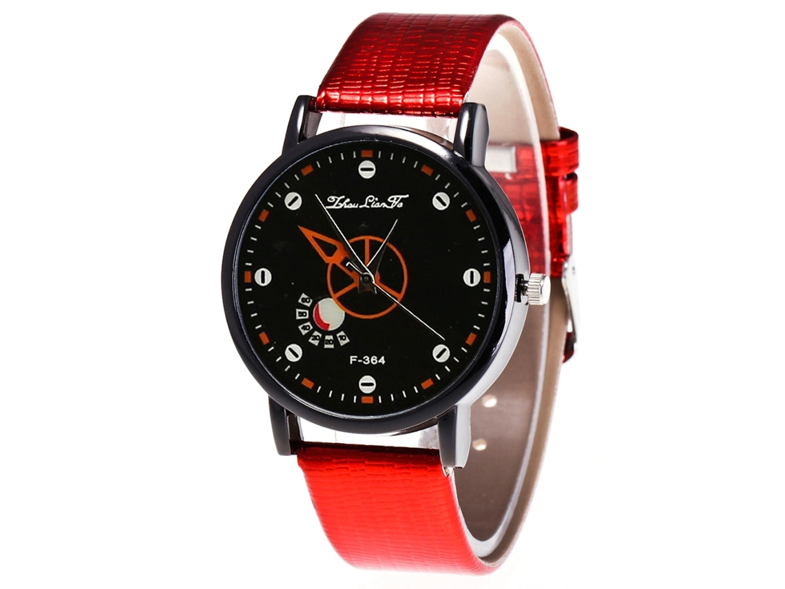 Relógio de pulso feminino Lover Classic, analógico, de quartzo, com pulseira de PU (vermelho)