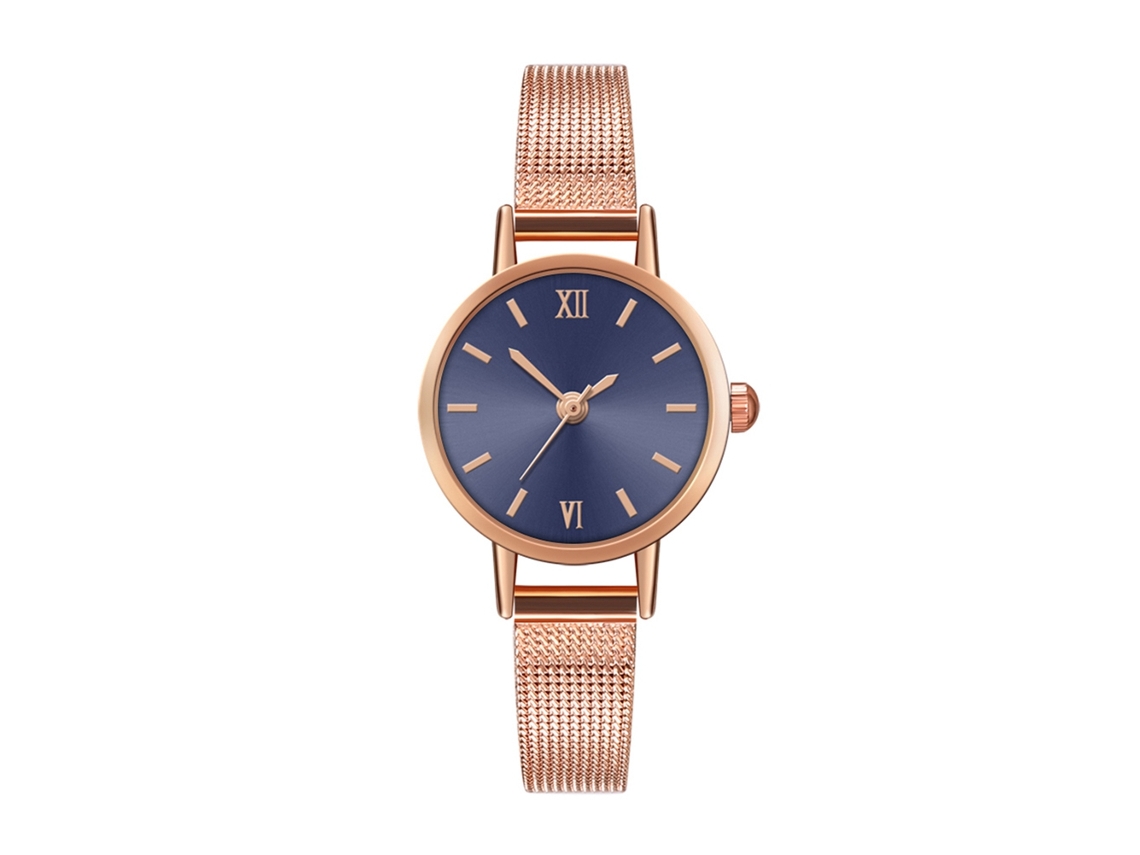 Relógio de Pulso de Moda Casual Simples Pulseira de Malha Quartzo Azul E19 w