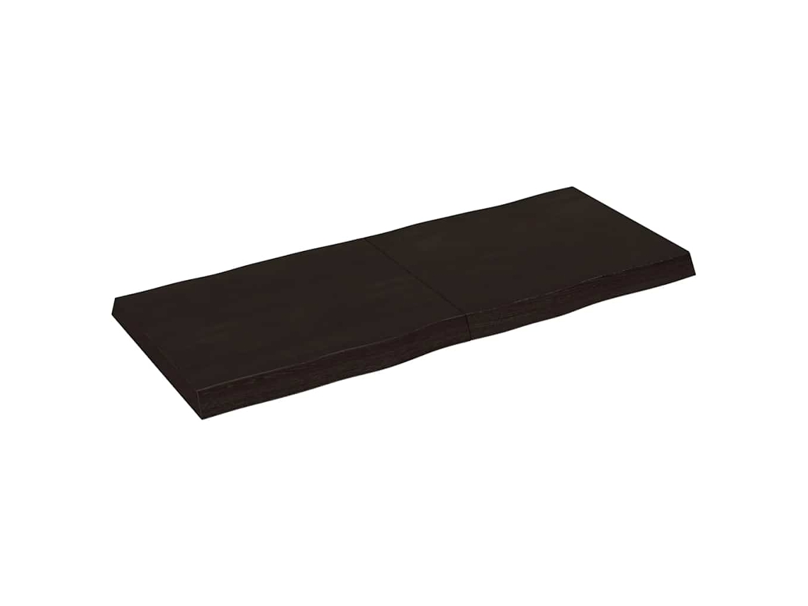 Tampo De Mesa | Tampo De Secretária | Superfície Da Mesa Com Bordas Vivas Maciço Tratado Castanho-escuro