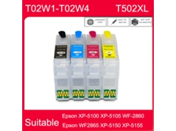 1set With 30ml Ink-einkshop 502xl T502xl Cartucho De Tinta Recarregáveis Expression Início Xp-5100 Xp-5105 Wf-2860 Wf2865 Xp-5150 Xp-5155 T02w1-t02w4