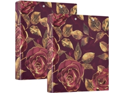 Golden Line Roses Pastas Caderno, 3-argolas Com Prancheta, Pacote Com 1 2-unidades, Material De Escritório, Capa